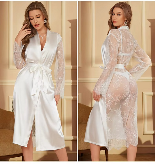 Lace Back Robe set - The Robe and The Nightdress are sold separately
