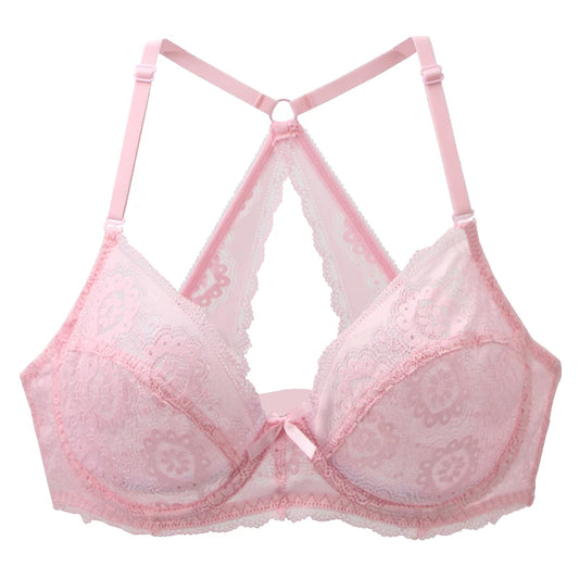 Bra with embroidery and lace back (Plus Size)