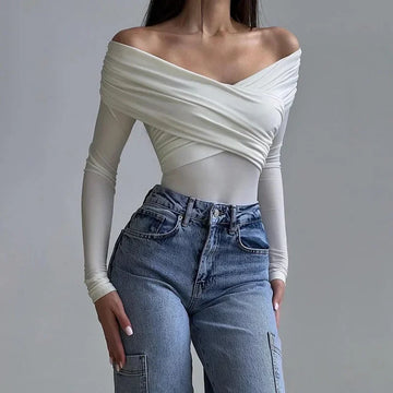 Bodysuit with off-shoulder design