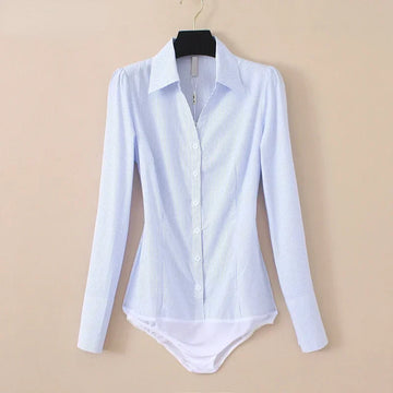 Long Sleeve Shirt Bodysuits (Two Color options - White or Blue Stripes)