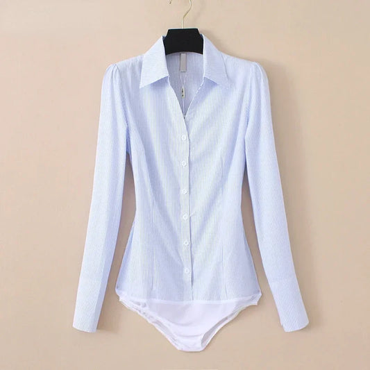 Long Sleeve Shirt Bodysuits (Two Color options - White or Blue Stripes)