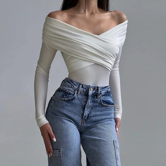 Body mit langen Ärmeln und Off-Shoulder-Design
