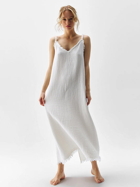 Pyjama in nightgown style with Spaghetti Straps