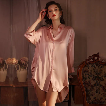 Sleep Shirt/Sleep Dress in shirt style "Boy Friend's Shirt"
