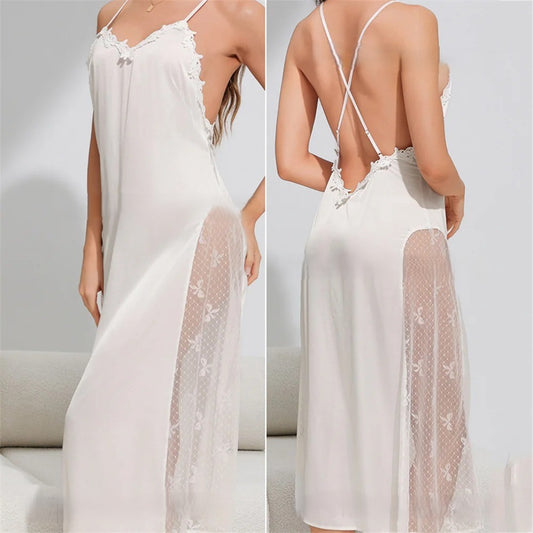 Backless Sleep Dress with lace on both sides